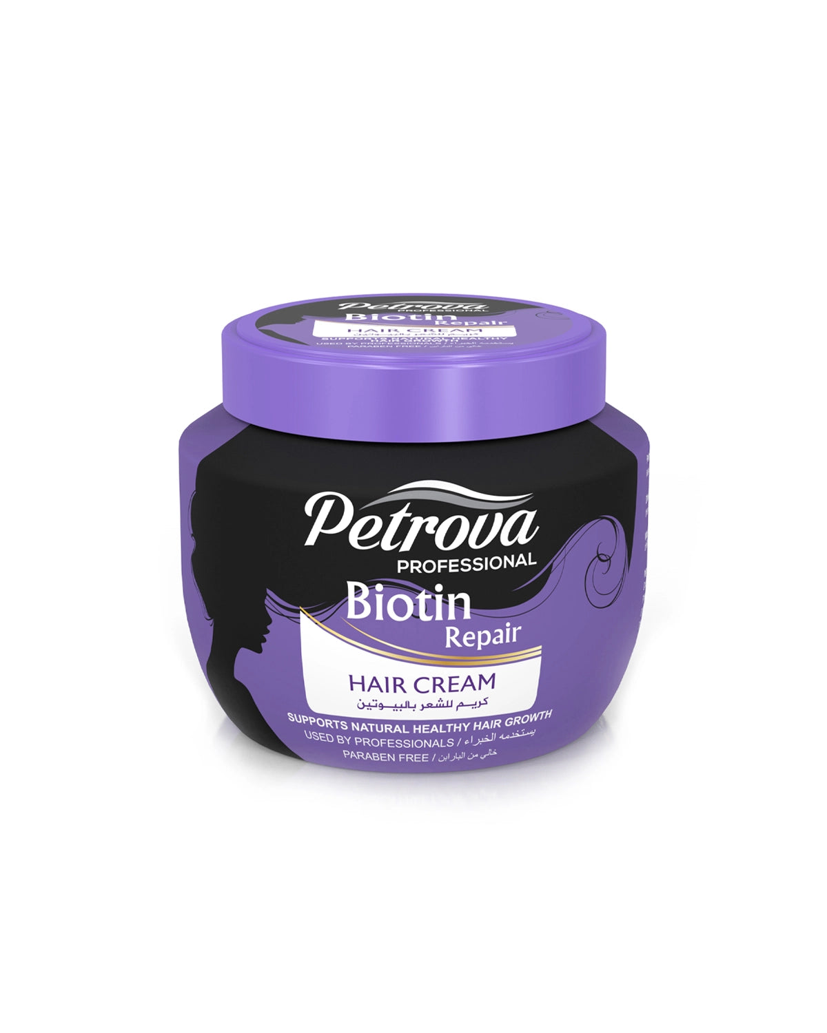 Petrova Biotin Repair Hair Cream for men and women. Infused with natural extracts. Supports natural healthy hair growth and revitalizes the hair. Protects against hair fall. For dull and dry hair. Best biotin hair cream. Made in Dubai, UAE.