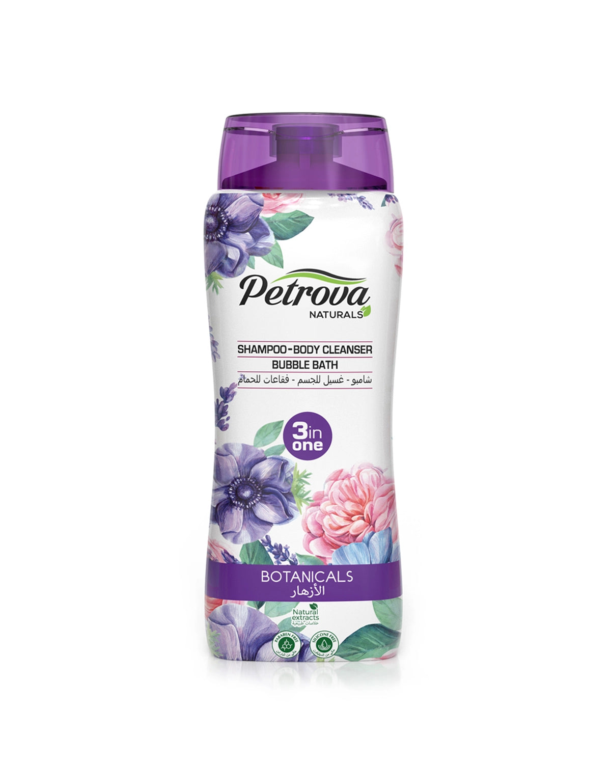 Petrova Botanicals 3in1 Shampoo, Body Cleanser & Bubble Bath is silicon free and infused with natural extracts, that gently cleanse both your body & hair while leaving them soft, moisturized and beautifully scented. In addition, it’s bubble bath function helps in transforming an ordinary bath into a relaxing spa. Bubble Bath liquid. Body wash Dubai. Body wash for men. Body wash for women. Shampoo in Dubai. Hair shampoo. Made in Dubai, UAE.