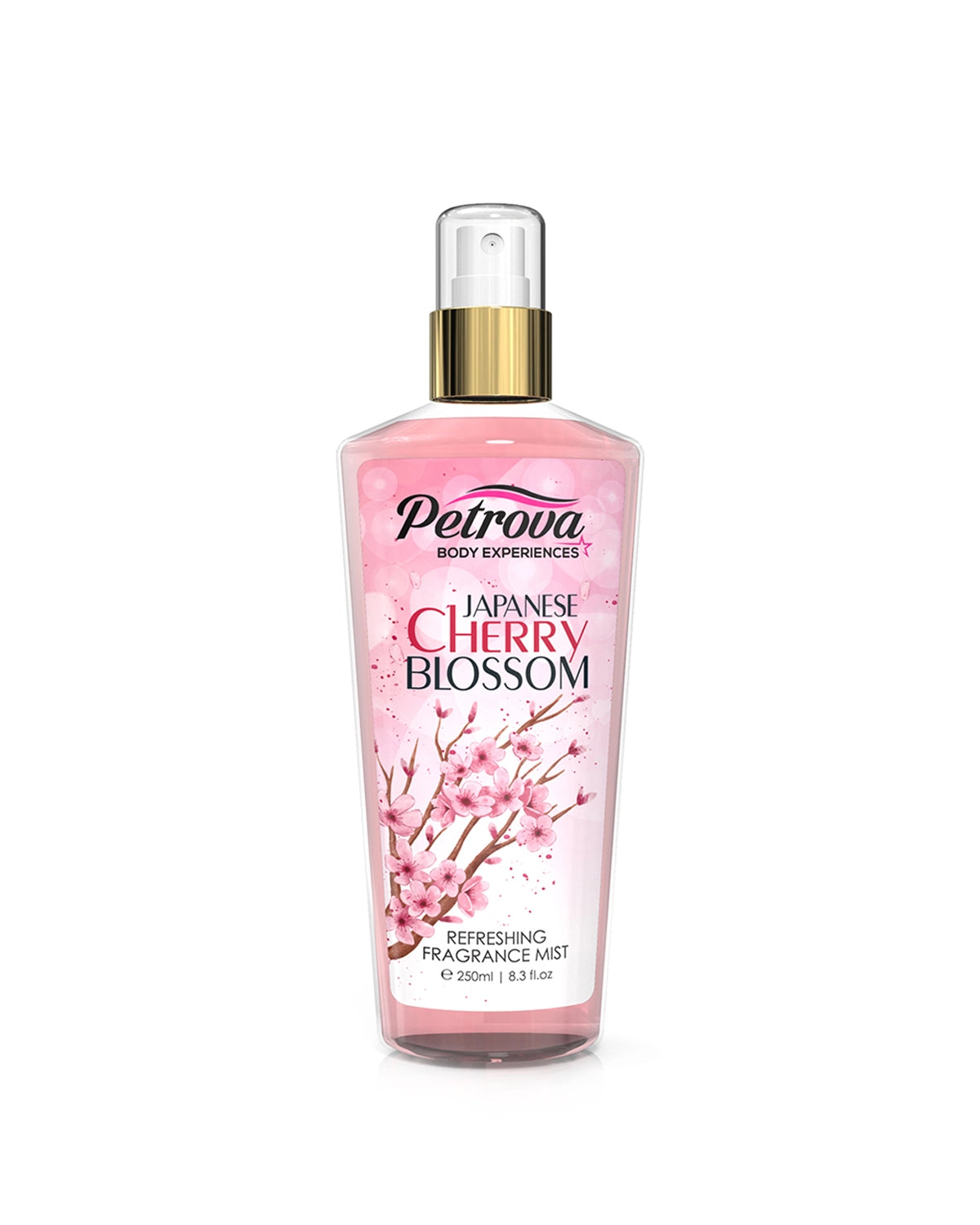 Petrova Cherry Blossom Body Mist for women and men. A long-lasting fragrance spray. Crafted to leave you blooming all day long. Body mist victoria secret. Body mist uae. Best body mist. Body mist perfume. Body mist for men. Made in Dubai, UAE.