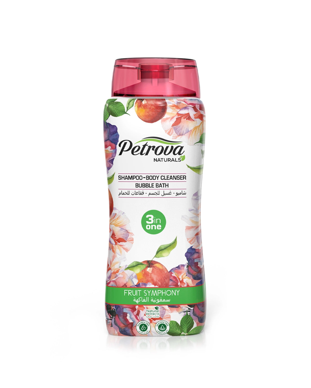 Petrova Fruit Symphony 3in1 Shampoo, Body Cleanser & Bubble Bath is silicon free and infused with natural extracts, that gently cleanse both your body & hair while leaving them soft, moisturized and beautifully scented. In addition, it’s bubble bath function helps in transforming an ordinary bath into a relaxing spa. Bubble bath soap. Body wash Dubai. Body wash for men. Body wash for women. Best shampoo. Shampoo in Dubai. Hair shampoo. Made in Dubai, UAE.