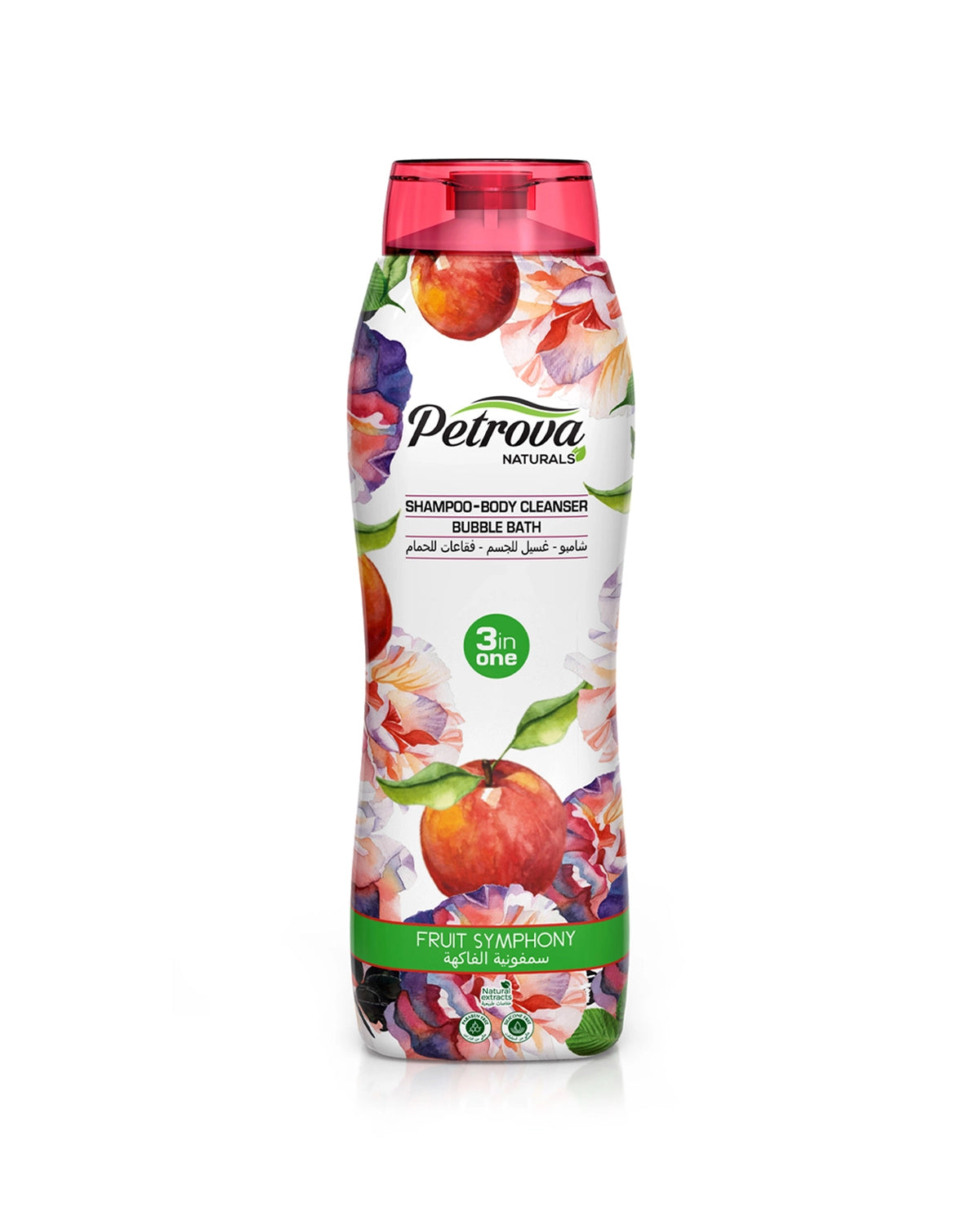 Petrova Fruit Symphony 3in1 Shampoo, Body Cleanser & Bubble Bath is silicon free and infused with natural extracts, that gently cleanse both your body & hair while leaving them soft, moisturized and beautifully scented. In addition, it’s bubble bath function helps in transforming an ordinary bath into a relaxing spa. Bubble bath soap. Body wash Dubai. Body wash for men. Body wash for women. Best shampoo. Shampoo in Dubai. Hair shampoo. Made in Dubai, UAE.