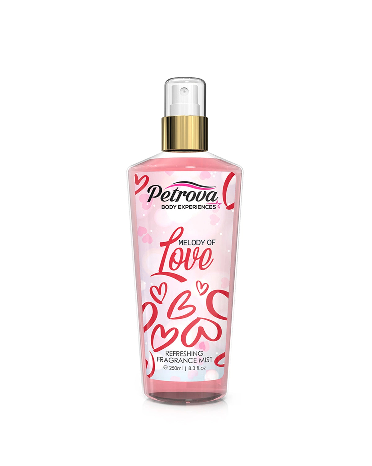 Petrova Melody of love Body Mist for men and women. A long-lasting delicate fragrance. Best body mist for him and her. Body Mist UAE. Made in Dubai, UAE.