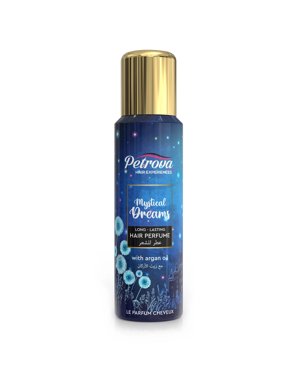 Petrova Mystical Dreams Le Parfum Cheveux for men and women. A long-lasting enchanting hair fragrance infused with argan oil and natural extracts. Hair Mist UAE. A unisex hair mist made in Dubai, UAE.