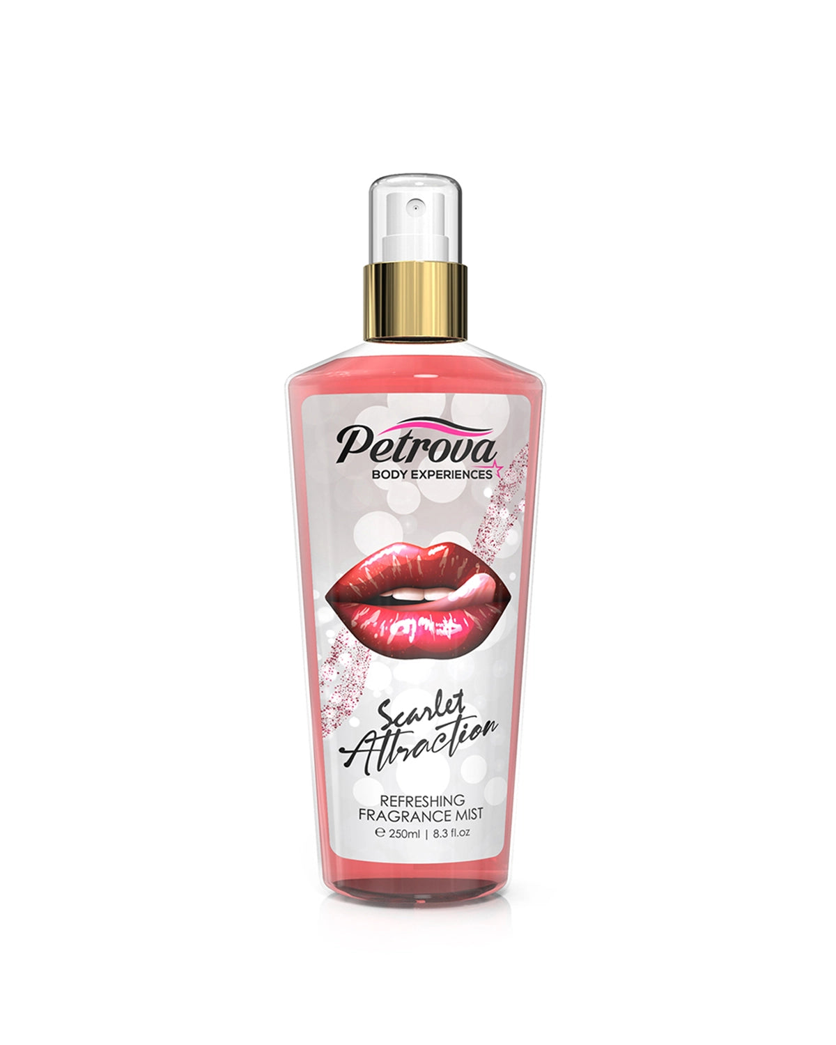 Petrova Scarlet Attraction Body Mist for women and men. A long-lasting perfumed body spray, with the touch of true luxury, making it perfect for everyday use. Body mist victoria secret. Body mist uae. Best body mist. Body mist perfume. Body mist for men. Made in Dubai, UAE.