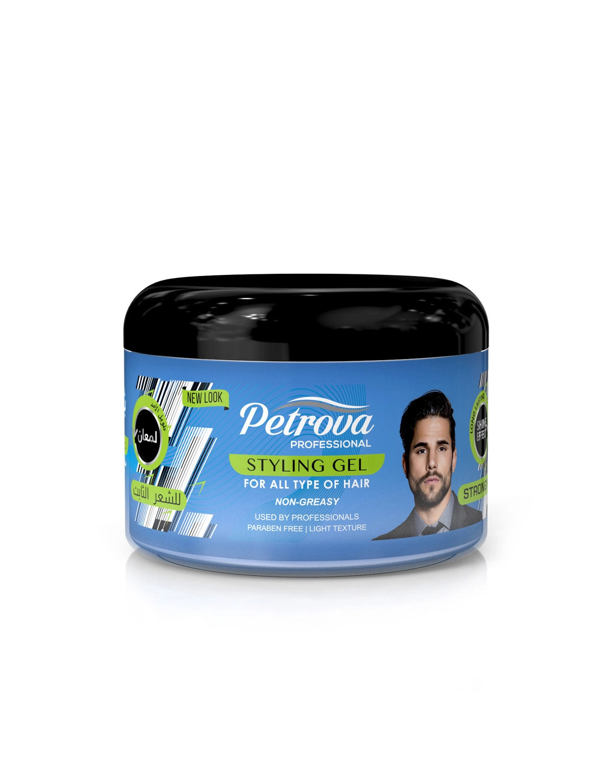 Petrova Strong Hold Hair Styling Gel for men and woman. Infused with natural extracts and is made with a paraben free formula. Strong hold hair styling gel for shiny look. For people with dull and dry hair. For hair with split ends. Best hair styling gel. Hair gel Vatika. Made in Dubai, UAE.