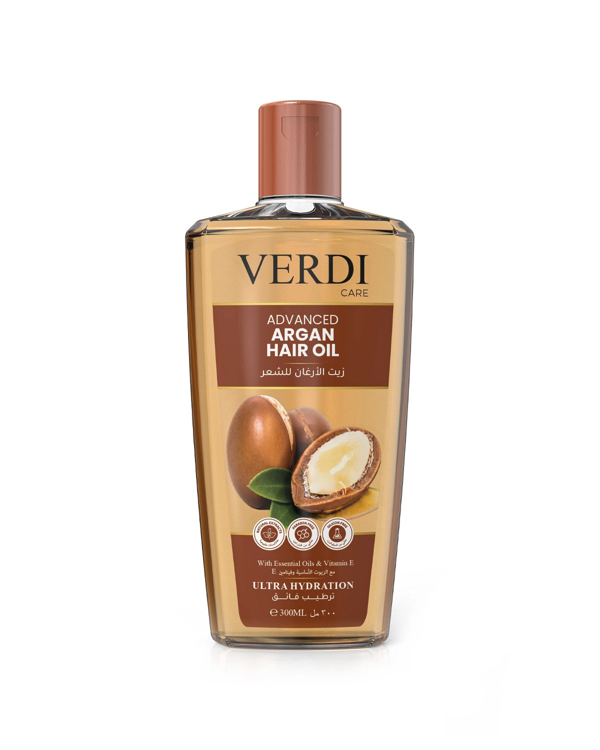 Verdi Argan Hair Oil for women and men. Infused with the benefits of argan oil, essential oils and vitamin E. The nourishing hair oil gives ultra hydration to the hair for people with dry hair. Hair oil growth. Made in Dubai, UAE.