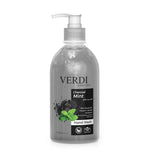 Verdi Charcoal Mint Hand Wash for women and men. Infused with vitamin B5, vitamin E, and skin moisturizers. Enriched with activated charcoal powder and mint leaves. Removed dirt and harmful bacteria from your skin. For people with dry and sensitive skin. Made in Dubai, UAE.