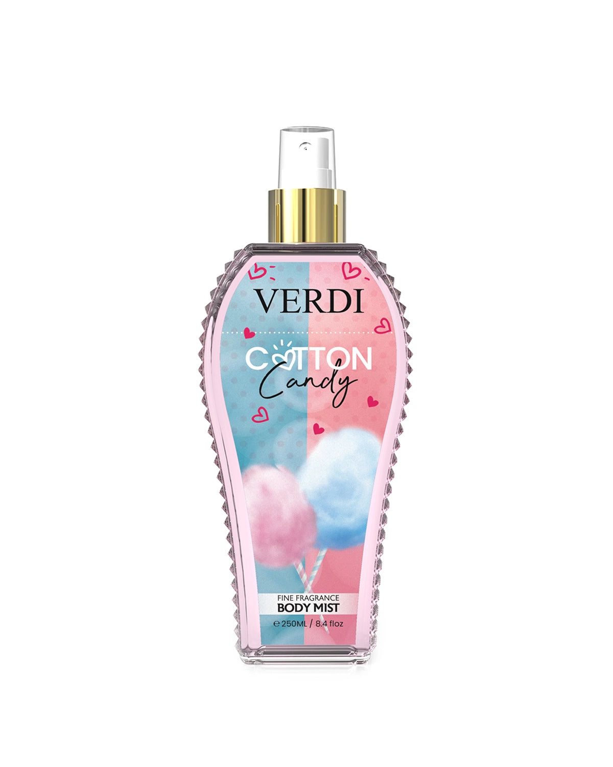 Verdi Cotton Candy Body Mist for women and men. A long lasting exotic body splash with a touch of sweetness. Crafted to leave you feeling effortlessly elegant all day long. Made in Dubai, UAE