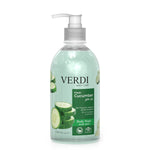 Verdi Fresh Cucumber Body Wash for women and men. Infused with vitamin B5, vitamin E, and skin moisturizers. Enriched with natural extracts of nutritious cucumber. Removes dirt, oil, and impurities from the skin without stripping away its natural moisture. For people with dry and sensitive skin. Made in Dubai, UAE.