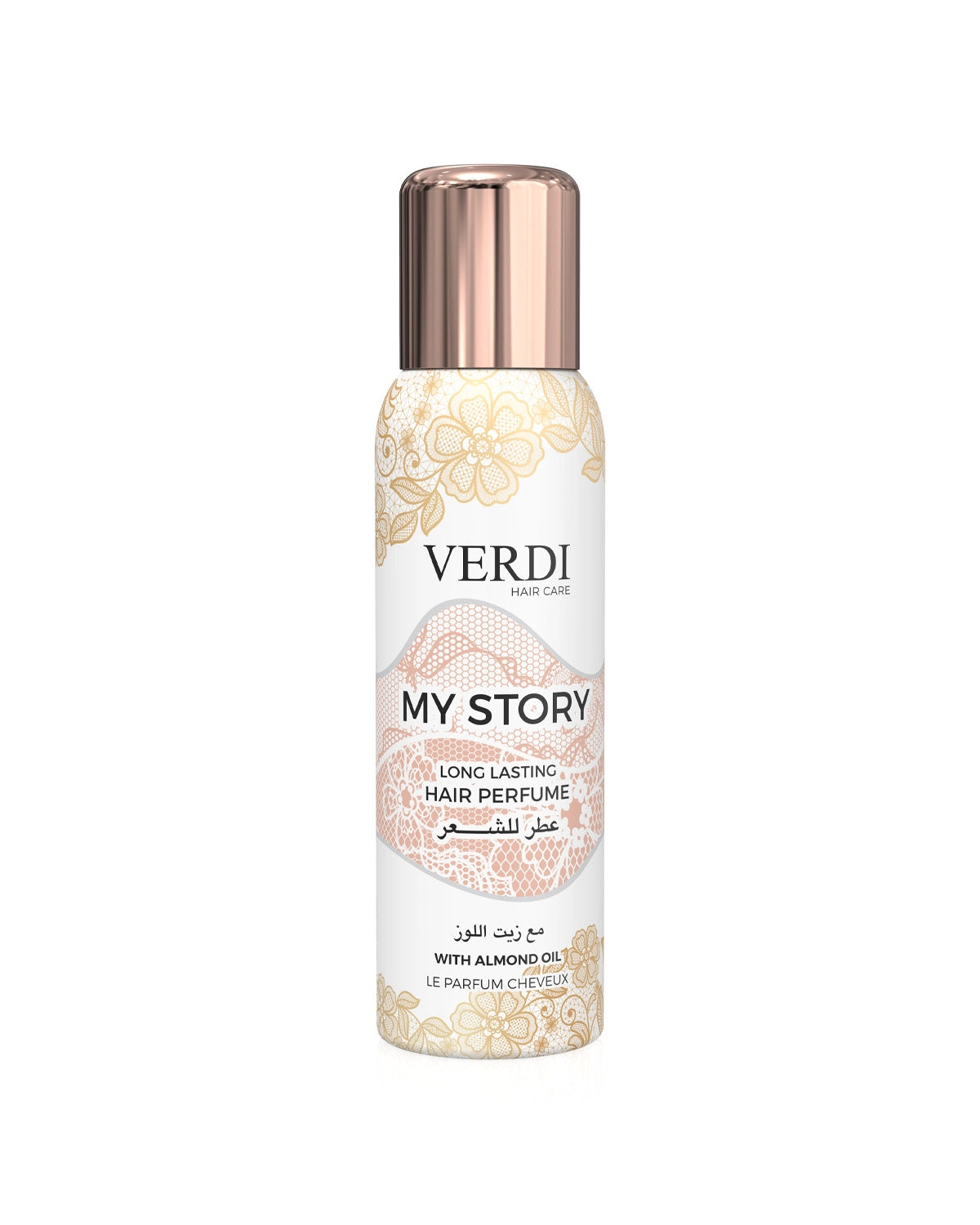 Verdi My Story Le Parfum Cheveux for women and men. A long lasting enchanting hair fragrance infused with almond oil and natural extracts. A unisex hair mist made in Dubai, UAE.