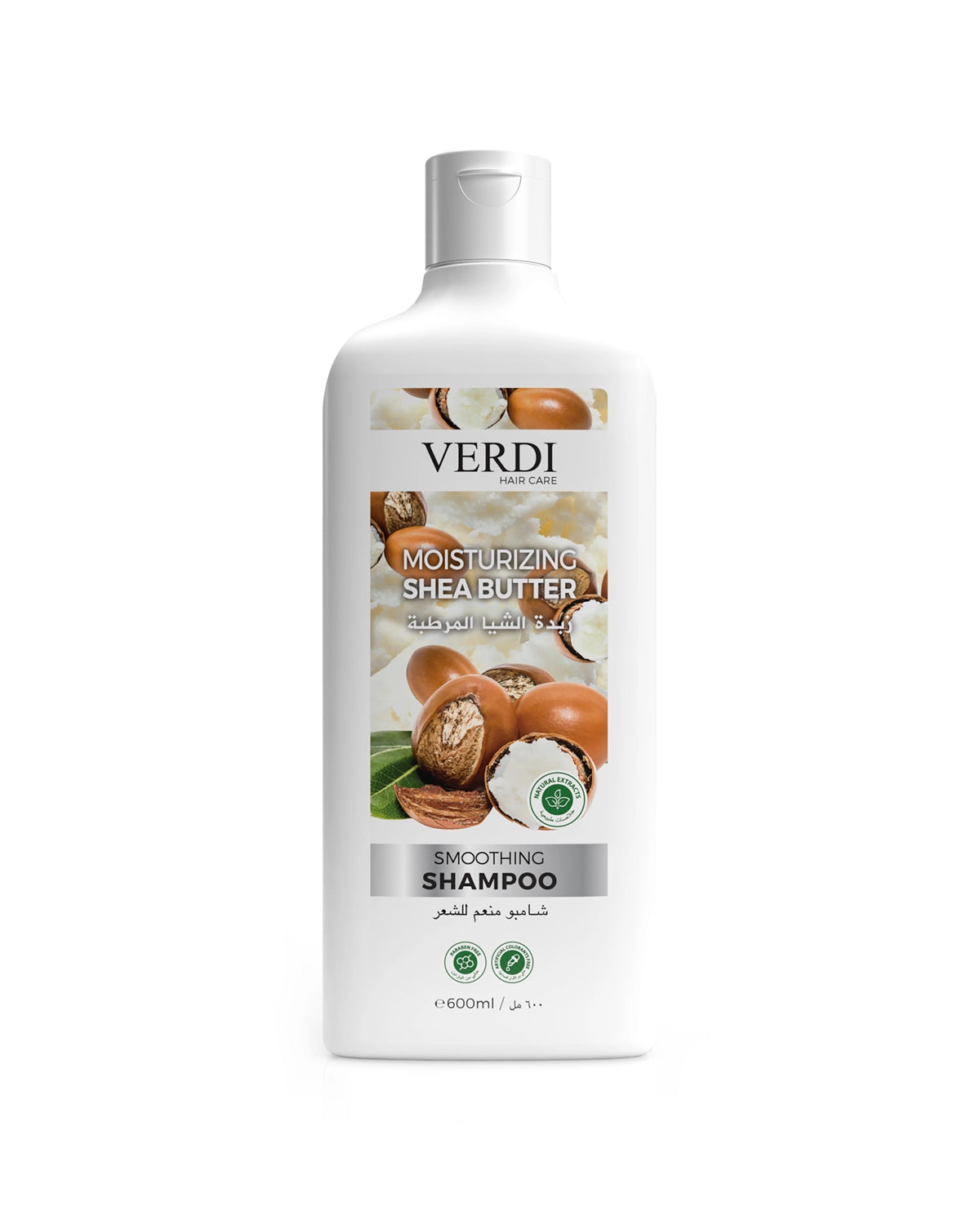 Verdi Shea Butter Smoothing Shampoo for women and men. Infused with the benefits of moisturizing shea butter and natural extracts. Leaves you with a smooth hair. For oily hair. For curly hair. Made in Dubai, UAE.