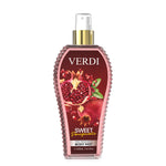 Verdi Sweet Pomegranate Body Mist for women and men. A long lasting fruity fragrance. Made in Dubai, UAE.