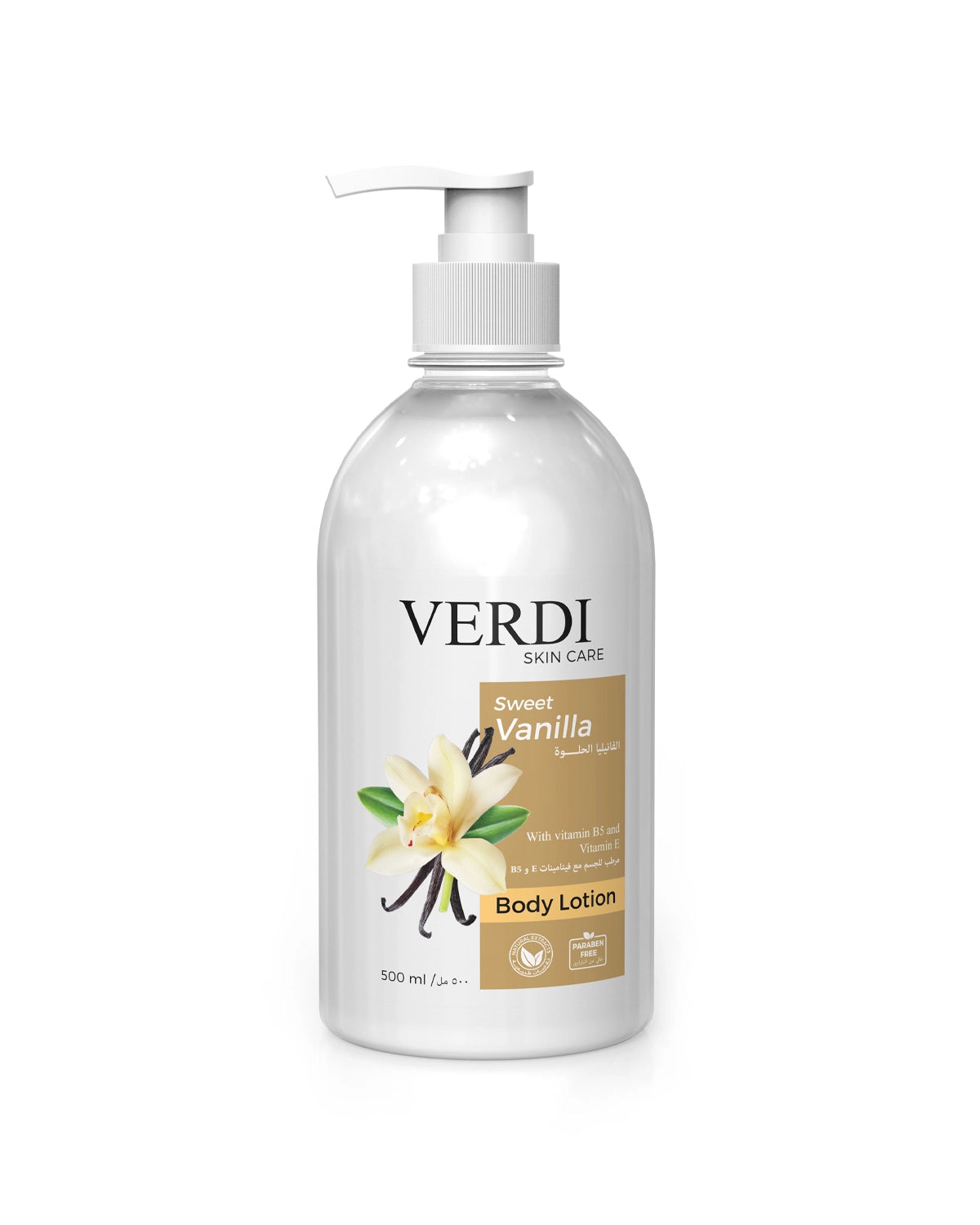 Verdi Sweet Vanilla Body Lotion for women and men. A perfumed body lotion infused with a lovely vanilla fragrance and is enriched with hydrating natural extracts. For smooth radiance to the skin. For people with dry and sensitive skin. Made in Dubai, UAE.