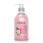 Verdi Wild Rose Hand Wash for women and men. Infused with vitamin B5, vitamin E, and skin moisturizers. Enriched with natural extracts of fragrant rose. Kills viruses and bacteria. For people with dry and sensitive skin. Made in Dubai, UAE.